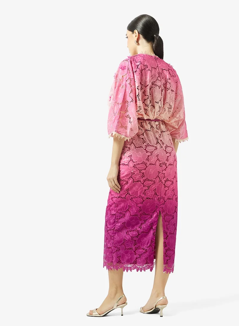 Threadz by Ajooni  Ombre Lace Midi Dress for Women | Best Price UAE